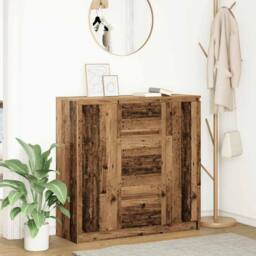 Berkfield Home Sideboard with Drawers Old Wood 100.5x35x98.5 cm Engineered Wood in Brown - thumbnail 2