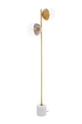 Orsina Double Glass Globe Two Light Gold Finish Floor Lamp, Minimalist Bedroom Lamp, Sturdy Tall Lamp On Floor - thumbnail 4