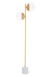 Orsina Double Glass Globe Two Light Gold Finish Floor Lamp, Minimalist Bedroom Lamp, Sturdy Tall Lamp On Floor - thumbnail 1