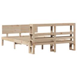 Berkfield Home Beautiful Bed Frame with Headboard without Mattress 140x190 cm in Natural - thumbnail 6