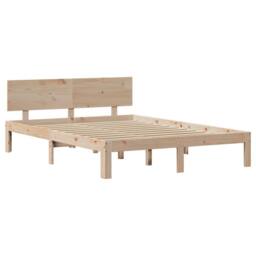 Berkfield Home Beautiful Bed Frame with Headboard without Mattress 140x190 cm in Natural - thumbnail 7