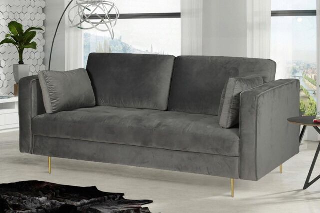 Furniture Maxi Avery Velvet 2 Seater Sofa with 2 Scatter Cushions in Grey - image 1