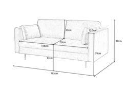 Furniture Maxi Avery Velvet 2 Seater Sofa with 2 Scatter Cushions in Grey - thumbnail 6