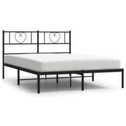 Berkfield Home Metal Bed Frame with Headboard Black 120x200 cm - Size: Small Double - thumbnail 2