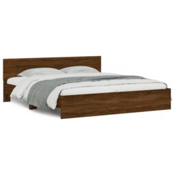 Berkfield Home Bed Frame with LED without Mattress Brown Oak 200x200 cm - thumbnail 5