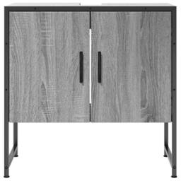 Berkfield Home Sturdy Bathroom Sink Cabinet Grey Sonoma 60x33x60 cm Engineered Wood - Size: 60 x 33 x 60 cm - thumbnail 5