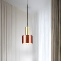 CGC Lighting Selvia Gold Round Dome Metal Pendant Ceiling Light with Adjustable Black Cord - thumbnail 3