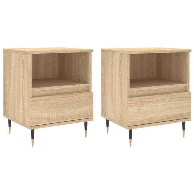 Berkfield Home Bedside Cabinets 2 pcs Sonoma Oak 40x35x50 cm Engineered Wood in Light Brown - Size: 40 x 35 x 50 cm - image 1