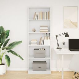 Berkfield Home Bookcase White 60x24x176 cm Engineered Wood - Size: 60 x 24 x 176 cm - thumbnail 3