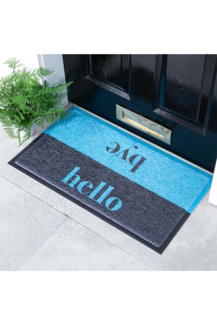 Artsy Mats Blue Hello Bye Doormat (70 x 40cm) - Size: 40 cm x 70 cm - image 1