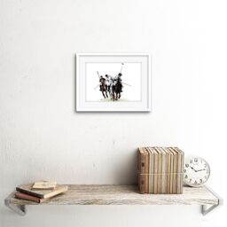 "Artery8 Wall Art Print Polo Sport Horses Art Framed 9x7 inch in White - Size: W7"" x H9""" - thumbnail 2