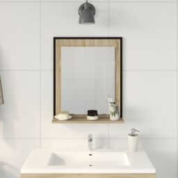 Berkfield Home Bathroom Mirror with Shelf Sonoma Oak 50x12x60 cm Engineered Wood in Brown - Size: 50 x 12 x 60 cm - thumbnail 4