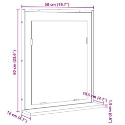 Berkfield Home Bathroom Mirror with Shelf Sonoma Oak 50x12x60 cm Engineered Wood in Brown - Size: 50 x 12 x 60 cm - thumbnail 9
