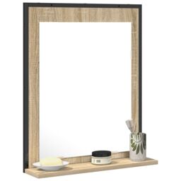 Berkfield Home Bathroom Mirror with Shelf Sonoma Oak 50x12x60 cm Engineered Wood in Brown - Size: 50 x 12 x 60 cm - thumbnail 3