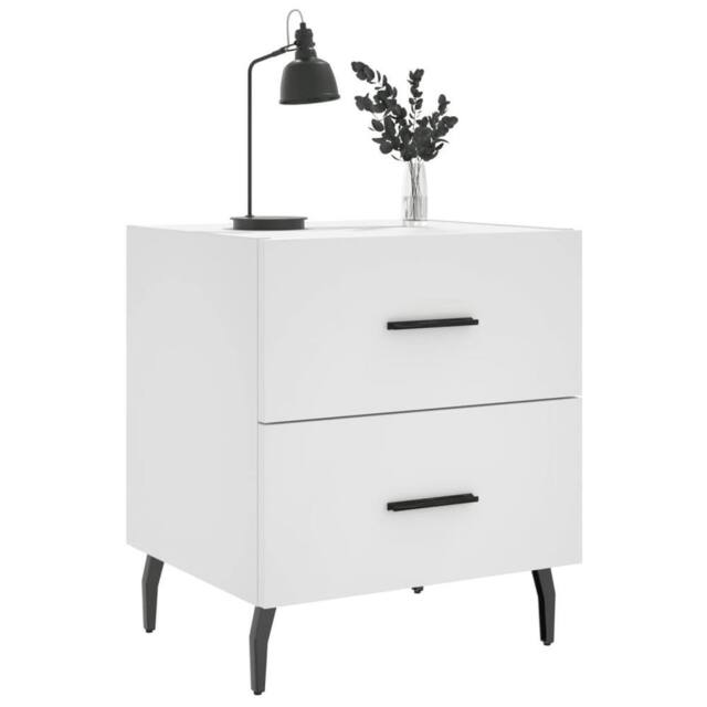 Berkfield Home Modern Bedside Cabinet White 40x35x47.5 cm Engineered Wood - image 1