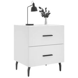 Berkfield Home Modern Bedside Cabinet White 40x35x47.5 cm Engineered Wood - thumbnail 1