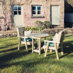 Churnet Valley Garden Furniture Ltd Clover Bistro Garden Round Table & Chair Set - 2 Seater in Light Brown - thumbnail 5