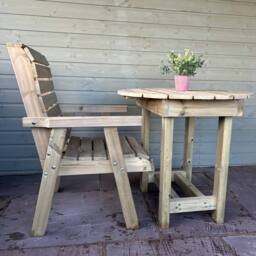 Churnet Valley Garden Furniture Ltd Clover Bistro Garden Round Table & Chair Set - 2 Seater in Light Brown - thumbnail 3