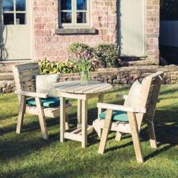 Churnet Valley Garden Furniture Ltd Clover Bistro Garden Round Table & Chair Set - 2 Seater in Light Brown - thumbnail 4