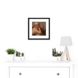 Artery8 Hendrick Ter Brugghen Heraclitus Painting 8X8 Inch Square Wooden Framed Wall Art Print Picture with Mount in Black - thumbnail 2
