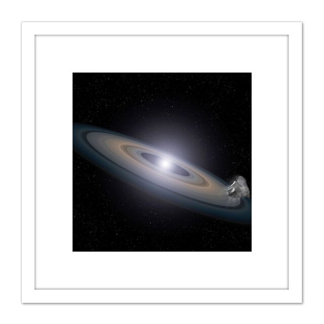 Artery8 Space NASA Hubble Dead Stars Planet Debris Illustration 8X8 Inch Square Wooden Framed Wall Art Print Picture with Mount in White - image 1