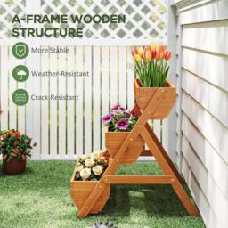 Kelvenix 3 Tier Raised Garden Bed Wooden Elevated Planter Box Kit in Brown - Size: 100g - thumbnail 3