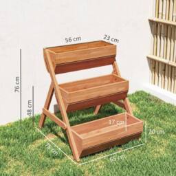 Kelvenix 3 Tier Raised Garden Bed Wooden Elevated Planter Box Kit in Brown - Size: 100g - thumbnail 2