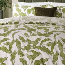 HOEM Lauro Printed Reversible Duvet Cover Set in Olive - Size: Single - thumbnail 2