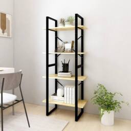 Berkfield Home 4-Tier Book Cabinet 60x30x140 cm Solid Pine Wood in Brown - Size: 60 x 30 x 140 cm - thumbnail 3