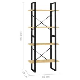 Berkfield Home 4-Tier Book Cabinet 60x30x140 cm Solid Pine Wood in Brown - Size: 60 x 30 x 140 cm - thumbnail 8
