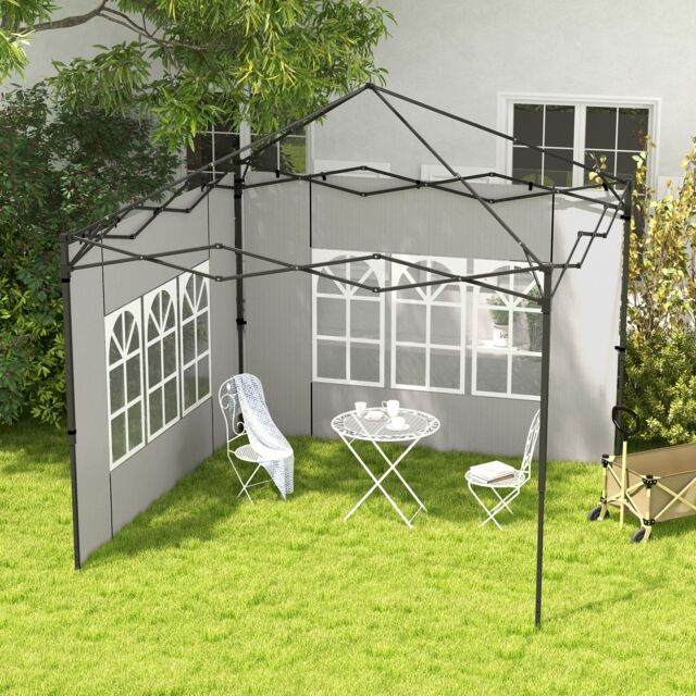 OUTSUNNY Gazebo Side Panels for 3x3(m) or 3x6m Gazebo Canopy, 2 Pack in White - image 1