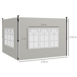 OUTSUNNY Gazebo Side Panels for 3x3(m) or 3x6m Gazebo Canopy, 2 Pack in White - thumbnail 3