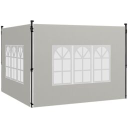 OUTSUNNY Gazebo Side Panels for 3x3(m) or 3x6m Gazebo Canopy, 2 Pack in White - thumbnail 2