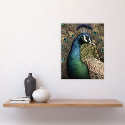 "Artery8 Curious Peacock Detailed Pen & Ink Study Turquoise Modern Unframed Wall Art Print Poster Home Decor Premium - Size: W12"" x H16""" - thumbnail 4