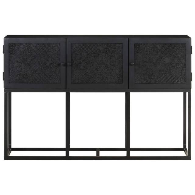 Berkfield Home Sideboard 115x30x76 cm Solid Mango Wood in Black - Size: 115 x 30 x 76 cm - image 1
