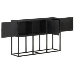 Berkfield Home Sideboard 115x30x76 cm Solid Mango Wood in Black - Size: 115 x 30 x 76 cm - thumbnail 4