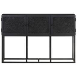 Berkfield Home Sideboard 115x30x76 cm Solid Mango Wood in Black - Size: 115 x 30 x 76 cm - thumbnail 1