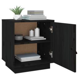 Berkfield Home Beautiful Bedside Cabinets 2 pcs Black 40x34x45 cm Solid Wood Pine - Size: 40 x 34 x 45 cm - thumbnail 5