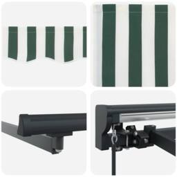 Berkfield Home Retractable Awning Manual Green & White 350x250 cm - thumbnail 8