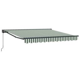 Berkfield Home Retractable Awning Manual Green & White 350x250 cm - thumbnail 2