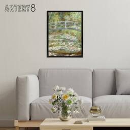 "Artery8 Bridge over a Pond of Water Lilies Monet Framed Canvas Wall Art in Green - Size: W12"" x H16""" - thumbnail 3