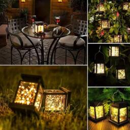 Kelvenix Warm white 4X LED Solar Powered Hanging Lantern Lights Waterproof in Black - thumbnail 5