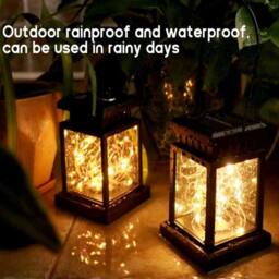Kelvenix Warm white 4X LED Solar Powered Hanging Lantern Lights Waterproof in Black - thumbnail 3