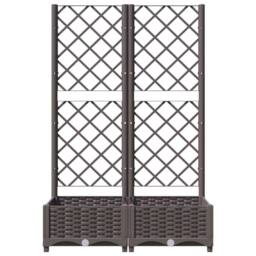 Berkfield Home Garden Planter with Trellis Brown 80x40x121.5 cm PP - thumbnail 4