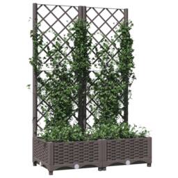 Berkfield Home Garden Planter with Trellis Brown 80x40x121.5 cm PP - thumbnail 1