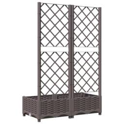 Berkfield Home Garden Planter with Trellis Brown 80x40x121.5 cm PP - thumbnail 6