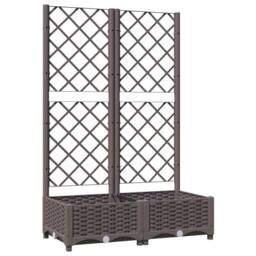 Berkfield Home Garden Planter with Trellis Brown 80x40x121.5 cm PP - thumbnail 3