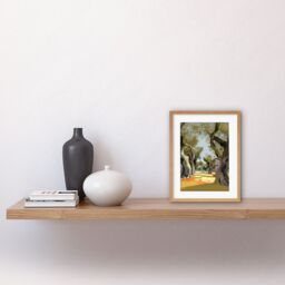 "Artery8 Wall Art Print Mediterranean Landscape of an Olive Tree Grove Artwork Framed 9X7 Inch in Beige - Size: W7"" x H9""" - thumbnail 2