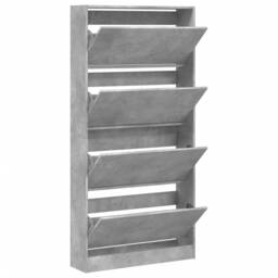 Berkfield Home Shoe Cabinet with 4 Flip-Drawers Concrete Grey 80x21x163.5 cm - thumbnail 5