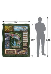 JQ Licensing Trout Fishing Silky Touch Super Soft Throw Blanket 152 X 127 cm in White - thumbnail 5